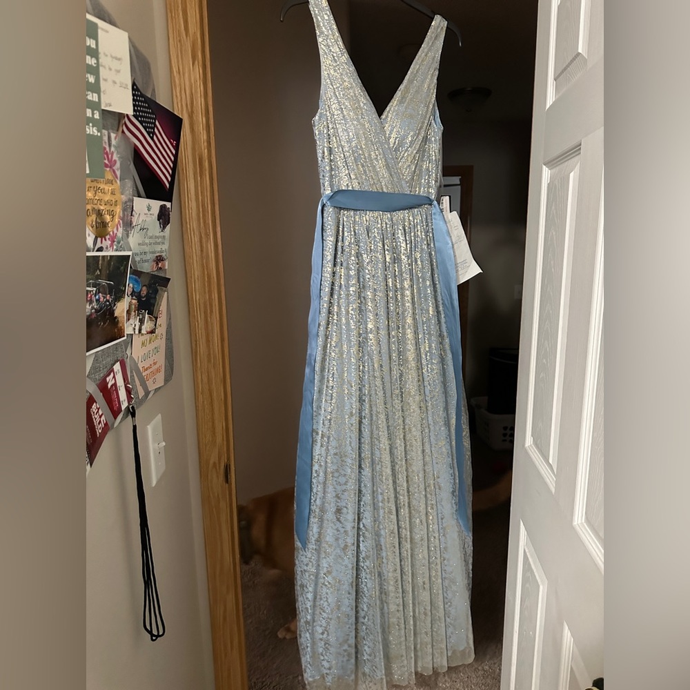 Light blue and pale gold prom dress. Size 1/2. Unaltered